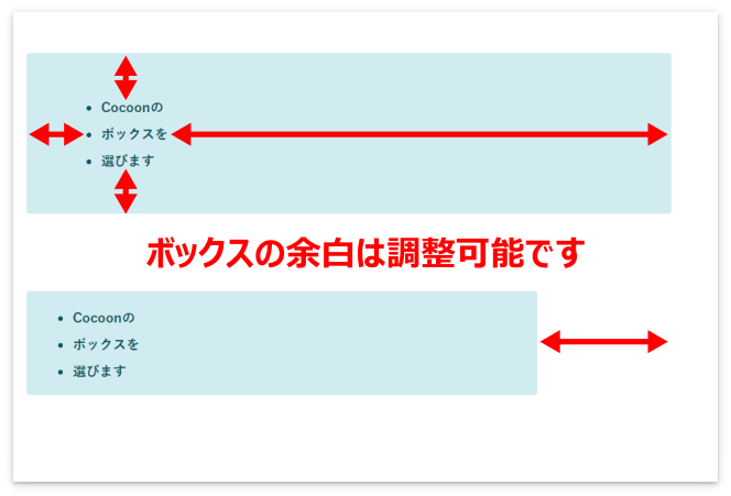 ボックスの大きさ（余白）は調整可能